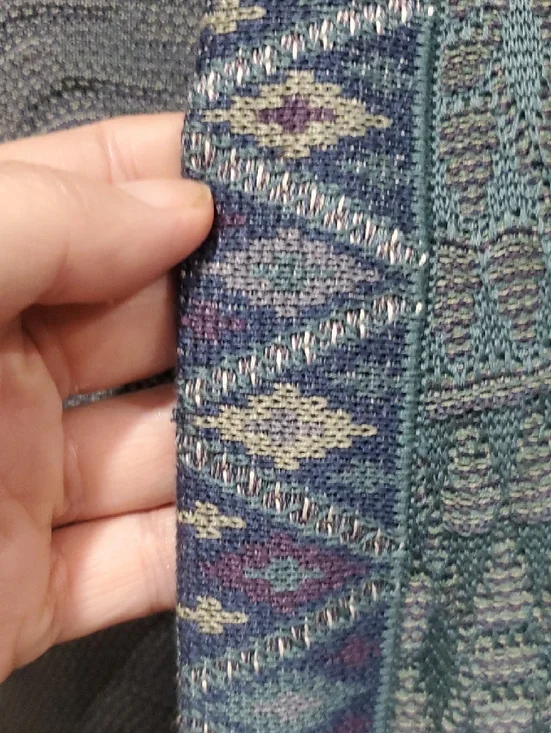 Peruvian Connection Boho Teal Kimono Cardigan with Aztec Pattern Size L - Picture 10 of 15